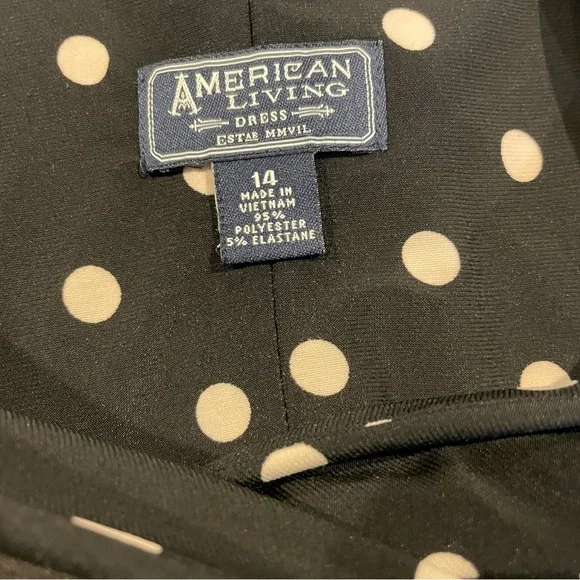 American Living Polka Dot Midi Dress Size 14 Faux Wrap Classic Feminine - Picture 3 of 4